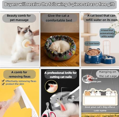 Indoor Cat Cage with Litter Box,Complimentary Cat Bed, Bowl,Teaser Wand，Cat House cat Villa Playpen Outdoor, Large Cat Enclosure, Small Animal Dog Kennel (28" Lx18 Wx41.8 H) - size: 28" Lx18"Wx41.8"H)