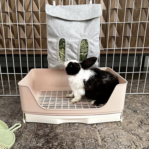 Large Rabbit Litter Box Bunny Litter Box, Potty Training for Rabbits Litter Pan with Drawer, Rabbit Bedding Toilet for Adult Guinea Pig, Ferret, Bunny and Other Animals (Brown)