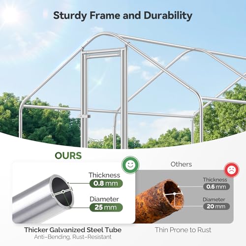 Sino Luban Large Metal Chicken Coop Run with Galvanized Hardware Cloth for 20 Chickens/Ducks, Chicken Runs for Yard with Waterproof Cover, Chicken Enclosure Pen Outdoor, Walk-in Poultry Cage