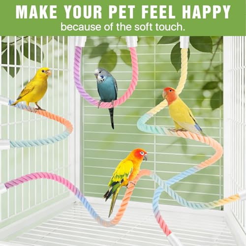 4 Pcs Bird Rope Perches, Bendable Climbing Rope Bird Cage Accessories, Fun Climbing Toy for Parrots, Parakeet, Cockatiels, Lovebirds, Budgies