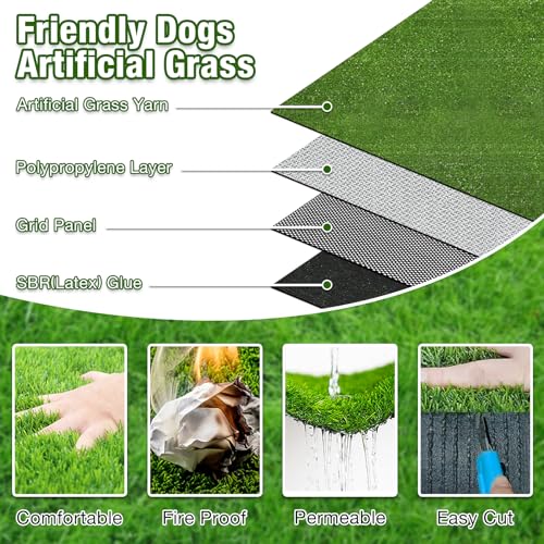 GLOBREEN Extra Large Artificial Grass 7 FT X 13 FT - Pets Fake Grass Turf Rug for Puppy Potty Kennel Flooring Patio Balcony, Easy to Cut Waterproof - size: 7FTX13FT