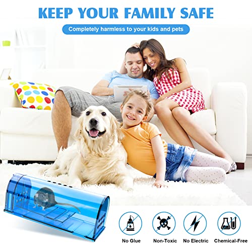 6 Pack Humane Mouse Rat Traps No Kill Live Mice Trap Indoor for Home-Blue | Catch & Release, A Bush to Clean, Safe for Child Pet Indoor Outdoor - size: Blue-6 Pack