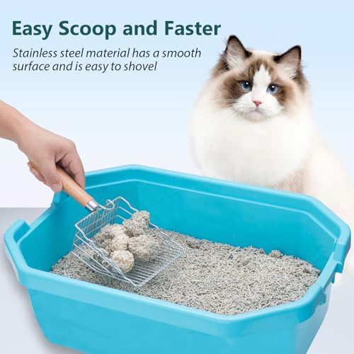 Cat Litter Scoop, Premium Kitty Shovel with Hook and Hole, Metal Sifter Scooper Stainless Steel for Easy Cleaning, Durable and Heavy Duty, Odor-Free for Litter Box | Premium Kitty Shovel with Hook and Hole, for Easy Cleaning, Durable, Odor-Free for Litter