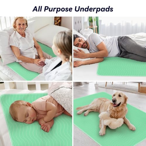 2 Pack 36” x 54” Extra Heavy Absorbency Washable Underpads Bed Pads | WaterProof Nursing Pads Incontinence, Reusable Washable Pee Pads for Dogs, Diaper Changing & Adults, Mattress Protector - size: 2 Pack - 36" x 54"