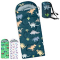 Kids Sleeping Bags - Camping Sleeping Bags with Carry Bag - Compact Sleeping Bag for Hiking, Backpacking 3 Season Warm & Cool Weather, Lightweight Waterproof Outdoor Travel for Boys Girls - color: Green Dinosaur