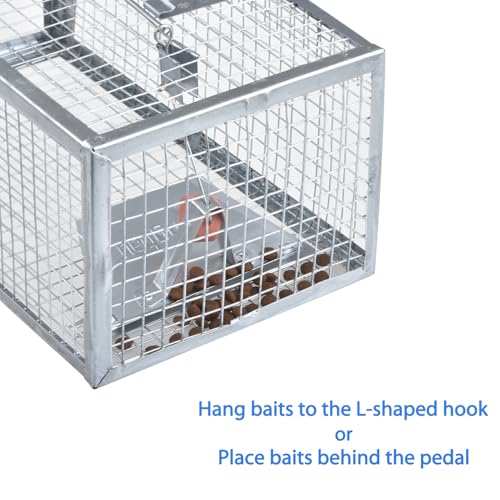 Gingbau 2-Pack Rat Traps Humane Live Chipmunk Mouse Trap Cages for Indoor and Outdoor Use - color: Silver (2-Pack)