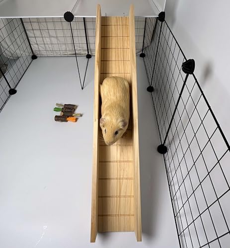 Guinea Pig Cage Bridge, Small Animal Wooden Ladder Ramp, Guinea Pig Cage Accessories Second Floor Link Bridge for Guinea Pigs, Ferrets, Hamsters (70CM/27.5IN) - size: 27.5 IN