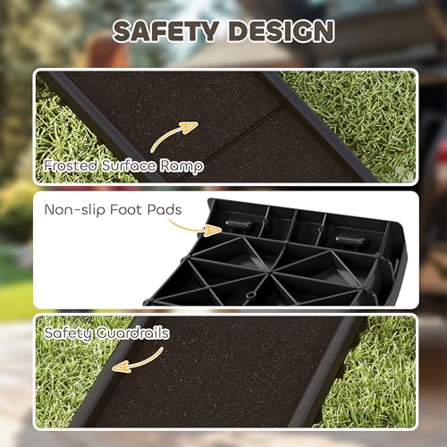 PawHut Folding Dog Ramp, 61 Inches Portable Pet Ramp with Frosted Surface | for Car, Truck, SUV, Non Slip with Raised Side Rails