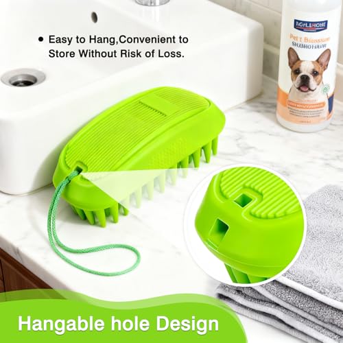 Pet Rubber Bath Brush for Dogs & Cats, Soft TPR Bath Curry Brush with Massage Design for Long and Short Hair Pets