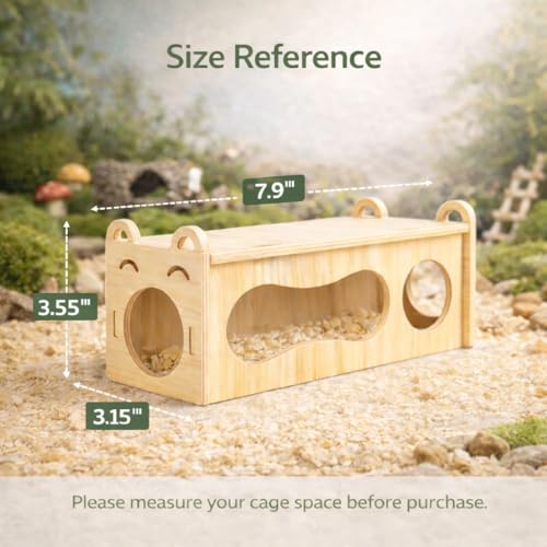 7.9-Inch Natural Wood Hamster Smiley Face Tunnel Toy – Open-Ended Comfort Tube, DIY Cozy Happy Tunnel for Dwarf Hamsters, Gerbils, Mice