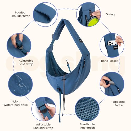 Dog Sling Carrier for Small Dogs & Cats,Pet Carrier Sling Bag with Adjustable Straps,Comfortable & Secure Travel Crossbody Bag for Puppies Up to 19lb,Airline Approved pet Carrier (Royal Blue) - color: Royal Blue