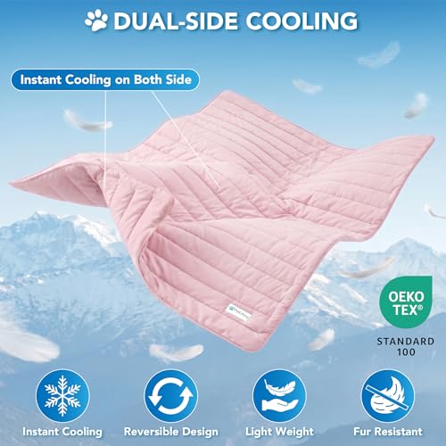 PetAmi Dog Cooling Mat, Q-Max Pet Cooling Blanket with Thick Cushioning, Self Cooling Pad for Dogs & Cats, Reversible Summer Mat for Crate, Couch, Kennel, Pink, Medium (29x40) - color: Pink, size: Medium (29x40)