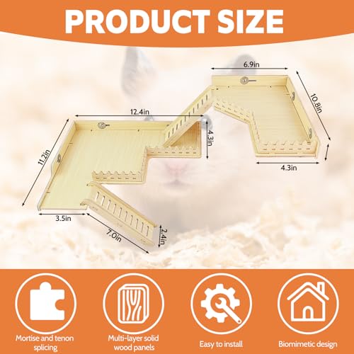 Hamster Wooden Platform,Chinchilla Cage Accessories,Hamster Ladder,Wooden Platform Jumping Board Climbing Ladder for Small Animal & Chinchilla, Guinea Pig, Hamster, Rat Cage