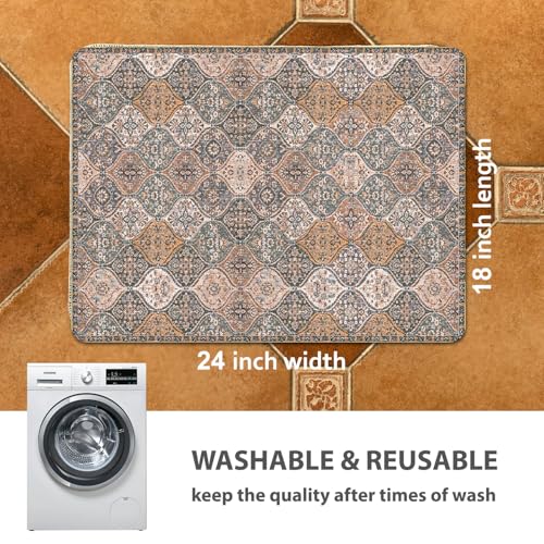 nunubaby Washable Pee Pads for Dogs, Stylish, Non-Slip and Leak-Proof Pee Pads. Reusable Potty Pads for Dogs for Crates and Floors.(Brown/Multi, 18" x24" ) - color: Brown/Multi, size: 18x24 Inch (Pack of 2)