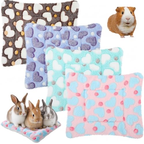 Jetec 4 Pcs Guinea Pig Bed Mat 11" x 10" Bunny Beds for Rabbits Indoor Washable Small Animal Bed Plush Sleeping Pad for Rat Hedgehog Sugar Glider Chinchilla Squirrel Dogs Cats Ferrets Hamster - size: 10 x 11 Inch