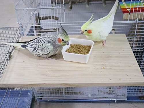 15.7×10.4 Inches Large Bird Perch Stand Platform, Natural Wooden Small Animals Cage Accessories, Rectangle Stand Perch Shelf for Parrot Parakeet Cockatiel Rat Hamster Guinea Pig Conure Chinchillas - size: 15.7 × 10.4 Inches Natural