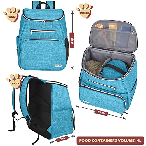 BAGLHER 丨Dog Travel Bag Backpack, Airline Approved Pet Supplies Backpack, Dog Travel Backpack with 2 Silicone Collapsible Bowls and 2 Food Baskets Sky Blue - color: Sky Blue