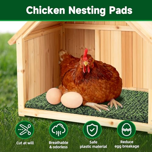 8 Pack Chicken Nesting Pads, Washable Reusable Hen Laying Mats, Green | 12 x 12 inch Chicken Coop Accessories, Cut to Fit Nesting Boxes, Rabbit Cages - color: Green