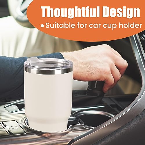 D·S 30oz Cream Tumbler Double Wall Vacuum Insulated Travel Coffee Mug | Double Wall Vacuum Suit Cold and Hot Drink Fits in standard car cup holders With Splash-Proof Lid - color: Cream