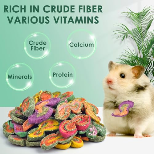 KATUMO Rabbit Chew Toys, 180g Timothy Grass Treats Small Animal Molar Toys for Guinea Pig Hamster Bunny Chinchilla Gerbil