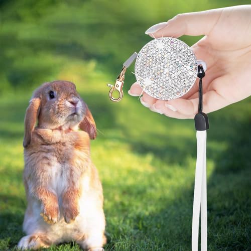 SlowVibes Bling Mini Retractable Dog Cat Leash, 6.5 ft, for Small Pet | Portable rhinestone leash for small dogs, cats, rabbits up to 11 lb, anti-pull strong nylon tape, wrist strap, one-hand brake