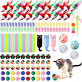 Shappy 150 Pcs Cat Toys for Indoor Cats Bulk, Kitten Toys Pack, Variety Interactive Gift Including Mice Rainbow Balls Spring Crinkle Balls Gift for Kitty Kitten Cat(Funny) - style: Funny
