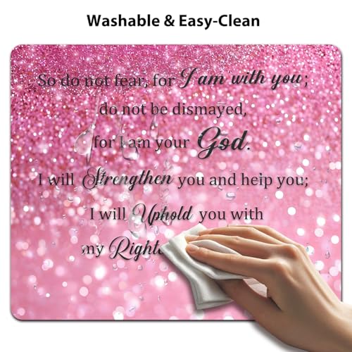 Do Not Fear for I Am with You Mouse Pad, Sparkle Pink Glitter Art Desk Mat | 9.5"x 7.9", Isaiah 41:10 Christian Bible Verse, Inspirational Scripture Quote, Cute Smooth & Anti-Slip Mousepad - color: Colorful Design Wknoon-Art 22