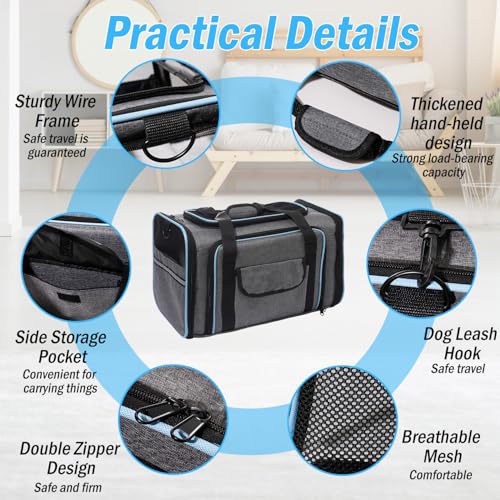 Vivicreate Cat Carrier Airline Approved Soft Sided Pet Carrier for Cats and Small Dogs Collapsible Travel Cat Bag with Ventilation Mesh Shoulder Strap and Fleece Pad