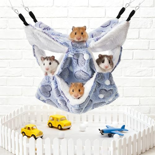 Covzoe 6 Pieces Rat Hammocks for Cage, 3 Layer Guinea Pig Hideout Bed | Soft Ferret Hanging Hammocks, Playing Sleeping Accessory for Small Animal Hamster Chinchilla Squirrel