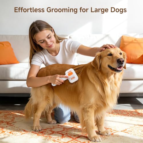 3-in-1 Pet Grooming Brush with Cool Mist & Self-Cleaning Deshedding Tool for Dogs Cats, Extra Wide Comb, Visible Water Window, Gentle for All Coats & Sensitive Skin - Ideal for Spring Shedding