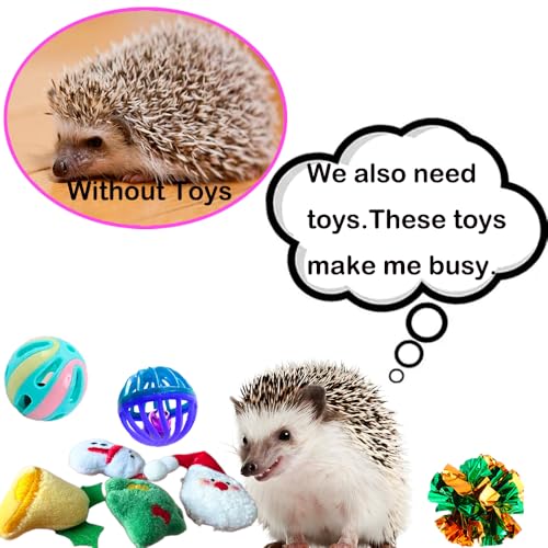 10 pcs Christmas Cute Hedgehog Enrichment Toys Hedgehog Supplies Cage Accessories Small Animal Ball Bell Pet Interactive Stuffed Toys (Christmas) - color: Christmas