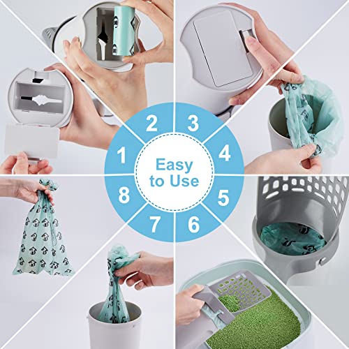Cat Litter Scooper with Holder, Cat Litter Shovel with Waste Can,Refill Bag | 135 Refill Bags (9 Boxes of 15 Bags), Large Capacity Cat Scooper Portable Shovel
