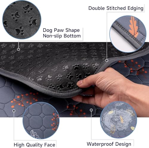 Sunheir Washable Pee Pads for Dogs Large 24" x 72" 2-Pack Reusable Puppy Pads Pet Training Pads, Absorb Dog Mats, Whelping Pad, Non-Slip Protects Against Urine Leakage, Runner Rug (Leaves - Deep Grey) - color: Leaves - Deep Grey, size: Runner 24x72 Inch (