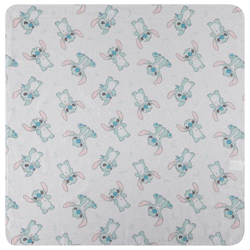 Disney Baby 4-Pack Receiving Blankets — 100% Cotton Flannel, 28" x 28" — Available in Mickey, Minnie, Pooh, Stitch or Angel — Soft Swaddle, Burp & Stroller Blankets — Gift-Ready with Ribbon Bow - color: Stitch