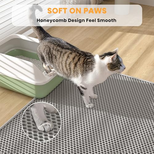 Pieviev 2 Packs Cat Litter Mat Double Layer Waterproof Urine Proof Trapping Mat (30''X24'', Gray) | Waterproof Urine Resistant Layer Litter Box Mat, Easy Collection, Soft on Kitty Paws, Gray Color for Indoor Cats - color: Gray