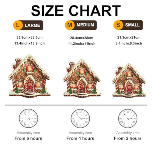 Wooden Christmas Puzzles Adults, Christmas Gingerbread House Shaped Wooden Puzzles 250 Pieces, Unique Challenging Wood Jigsaw Puzzles Xmas for Men Women, 13.4x13.2in - color: Christmas Gingerbread House, size: Large