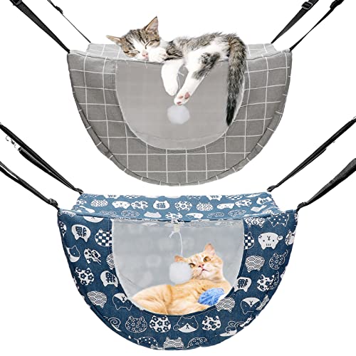 Unittype 2 Pieces Cat Cage Hammock Hanging Pet Bed Double Layer Soft Plush Hanging Pet Comfortable Hammock Bed for Indoor Kitten Ferret Hamster Rabbit or Small Animals, 2 Styles(Plaid) - size: Plaid