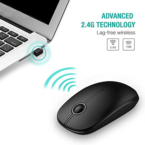 VssoPlor Wireless Mouse, 2.4G Slim Computer Laptop Mouse, Black | Portable Mouse, Plug & Play USB Nano Receiver, Quiet Silent Optical Mice for Notebook, PC, Laptop, Computer, Windows, Mac - color: Black