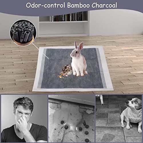 Tfwadmx Rabbit Pee Pads 18" x 24" 100 Pcs Guinea Pig Super Absorbent Cage Liners Bunny Disposable Black Carbon Diapers Small Animal Training Accessories with Quick-Dry Surface - size: 100 Pcs-17.72" x 12.99" (Gray)