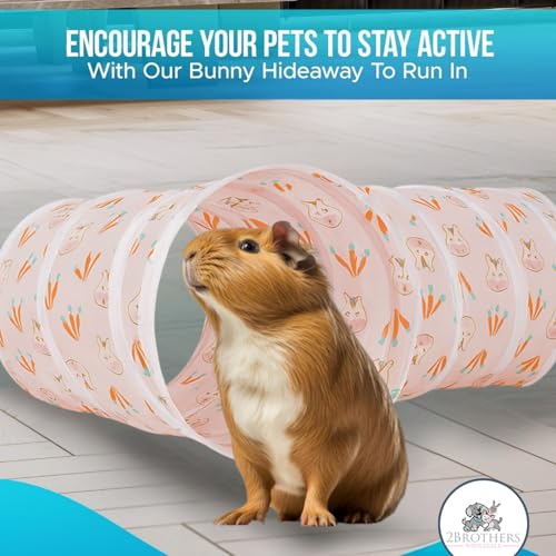 Tunnels with 3-Way Entrance - Cozy, Washable Guinea Pig Hideout - Interactive Cage Toys (Pink Hamsters) - color: Pink Hamsters