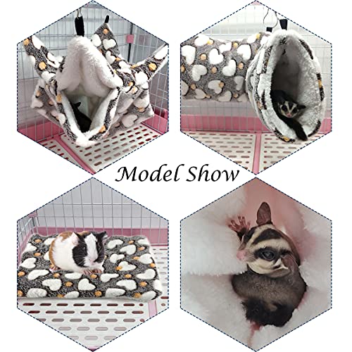 3Pcs Sugar Glider Hamster Hammock Hanging Tunnel and Warm Bed Soft Mat Set for Small Animals Hanging Hammock Cage Accessories Hideout Swing for Squirrel Ferret Rat Chincilla Guinea Pig