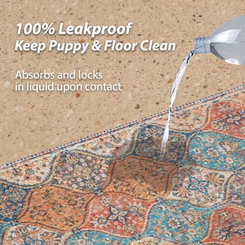 nunubaby 4PACK Washable Pee Pads for Dogs, Stylish, Non-Slip and Leak-Proof Pee Pads. Reusable Potty Pads for Dogs for Crates and Floors.(Cream/Multi,18" x24" ) - color: Cream/Multi, size: 18x24 Inch (Pack of 4)