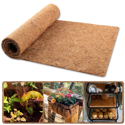 Sinimaka Coco Liner Roll, 16 x 40 Inch Coconut Fiber Liners for Planter Window Box Flower Basket, Natural Coco Coir Sheet Coco Mats for Animal Pet Pad, Reptile Carpet, Garden Decoration - size: 16x40 inch