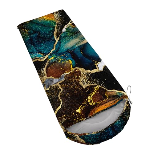 Sleeping Bags for Adults and Kids Backpacking Camping Sleeping Bags for Girls and Boys Lightweight Waterproof Cold/Warm 3-Season - color: Black Gold Marble