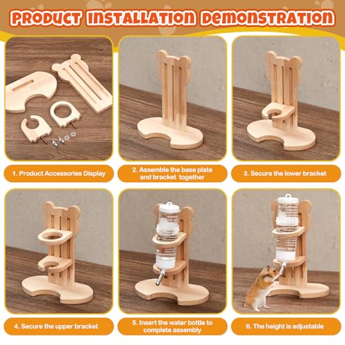 19 Pcs Hamster Cage Accessories & Habitat Set, Wooden Silent Exercise Wheel Wood Hide Out Tree Trunk Tunnel Tube Water Bottle Set Sand Bath Bowl Chew Toys for Dwarf Hamster Gerbil Mouse