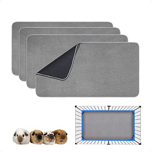 Guinea Pig Bedding, Cage Liners, Washable, Reusable & Leakproof | Premium Fleece Material, Instant Absorbent, Anti-Slip Bottom, Ideal Pee Pads for Small Animals. - size: 15''x29'' (4 Pack)