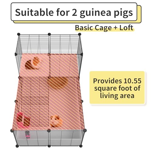 Oneluck Guinea Pig Cage, Indoor Habitat with Waterproof Plastic Bottom,Playpen for Small Pet Bunny, Turtle, Hamster, Loft cage - color: Loft cage