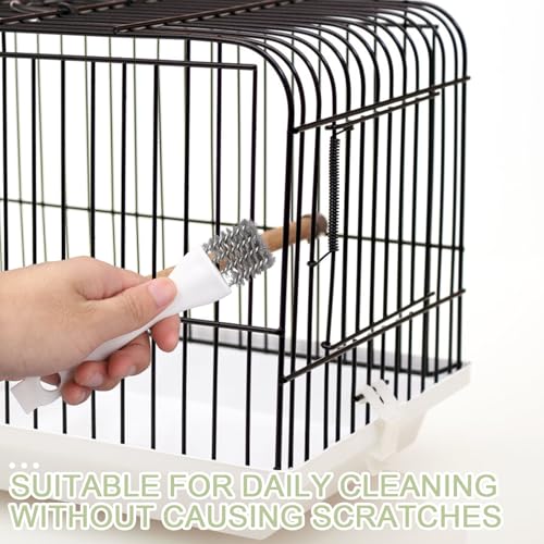 Penitue 3pcs Bird Cage Cleaner Set, Bird Cage Long Handle Shovel Cleaner with Scraper Droppings Brush Tool for Small Animal Parakeet Parrot Hamster Pet Cages Cleaning Accessories