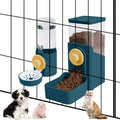 Hanging Automatic Pet Food and Water Dispenser, Auto Gravity Rabbit Ferret Bunny Hedgehog Feeder Water Dispenser Sets, Cat Dog Food and Water Dispenser Food Bowl for Cage Hanging (Dark Blue)