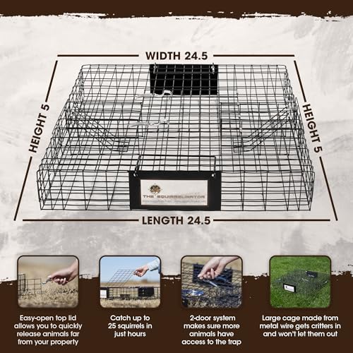 Rugged Ranch Squirrelinator Humane Multi-Catch Live Animal Trap, 2-Pack | Squirrel Trap for Indoor or Outdoor, Reusable Catch and Release Metal Wire Cage Catcher for Chipmunks and Rodents - color: Squirrel, size: 2 Pack